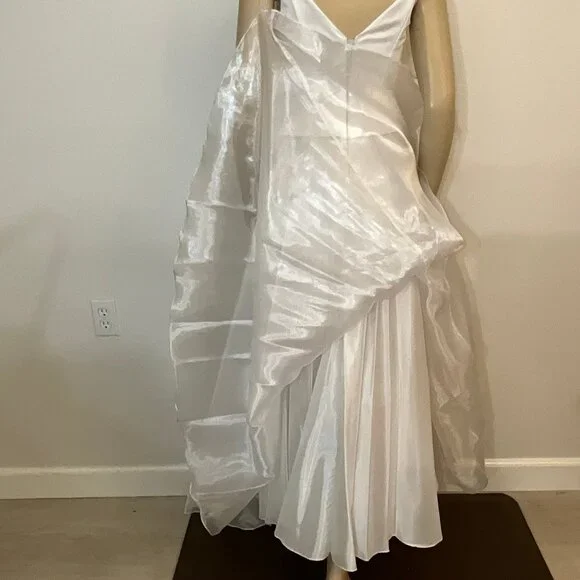 Aspeed white wedding gown corset rhinestone top 3-layer chiffon skirt EUC Size 4 - Picture 8 of 11